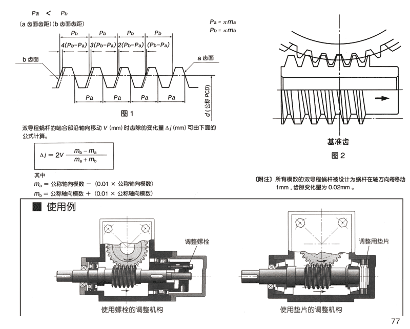 雙導(dǎo)程蝸輪副的特點(diǎn)